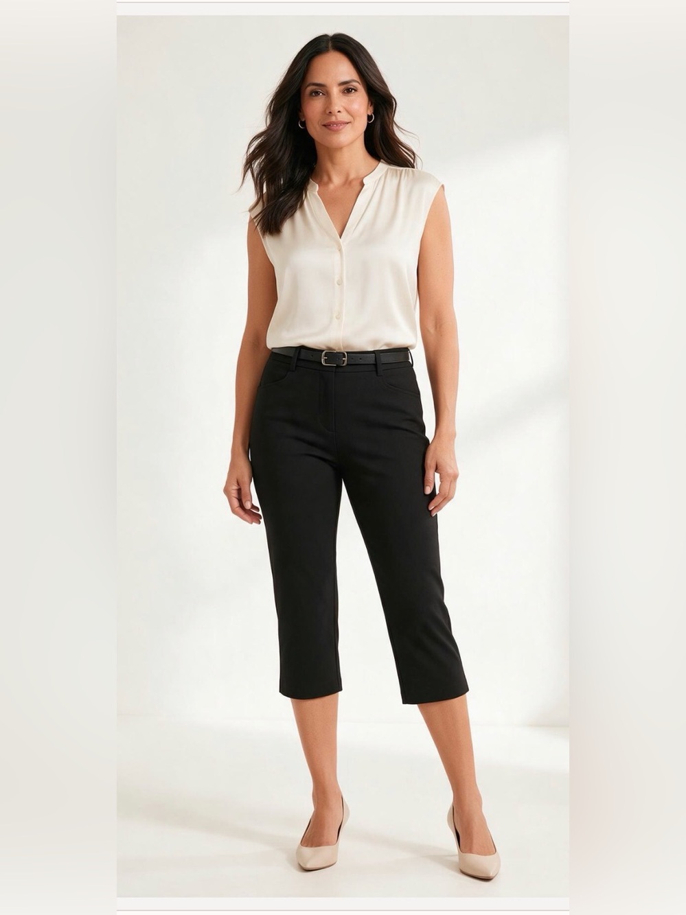 White House Black Market Black Cropped Straight-Leg Capris